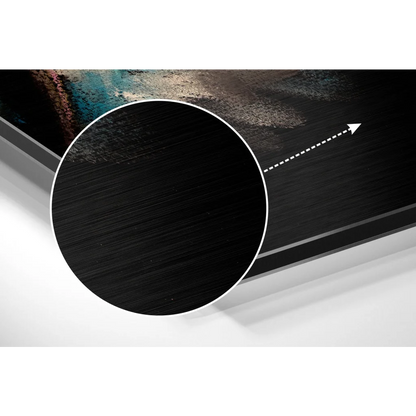 Black brushed metal frame on stunning abstract art aluminium dibond panel