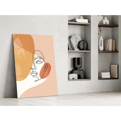 Abstract orange peach face wall art canvas in warm tones
