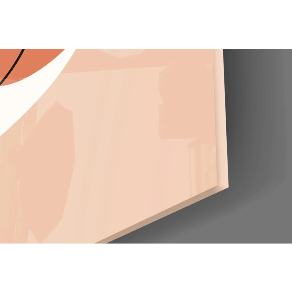 Peach basketball hoop wall art poster in warm orange tones