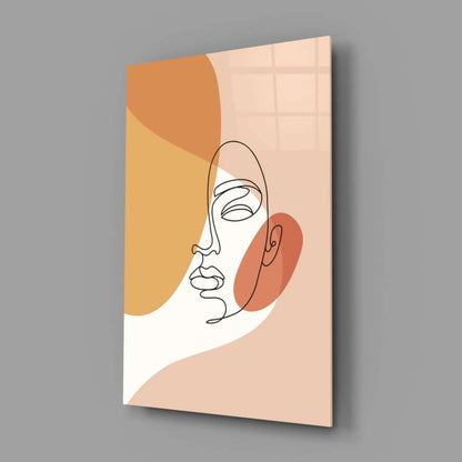 Stunning abstract face canvas wall art in warm orange earthy tones