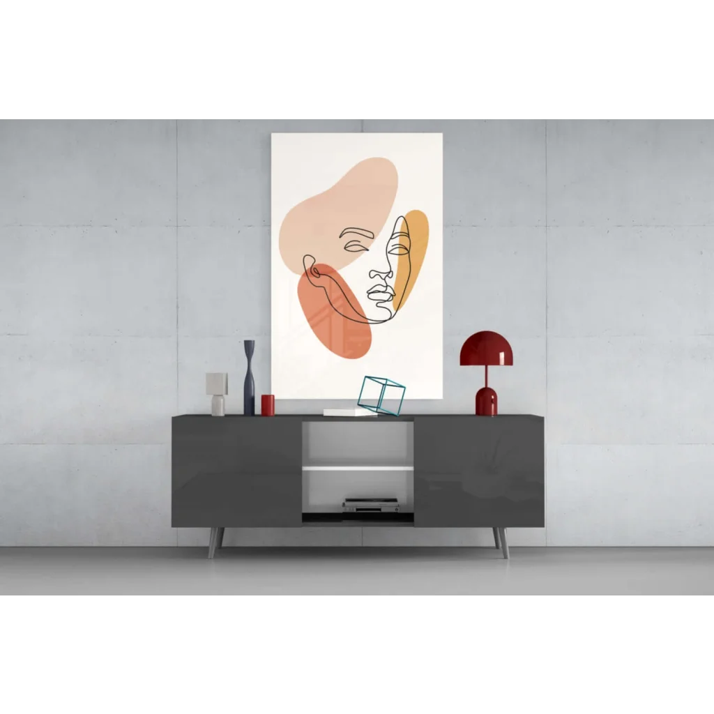 Abstract warm earth tones faces canvas wall art