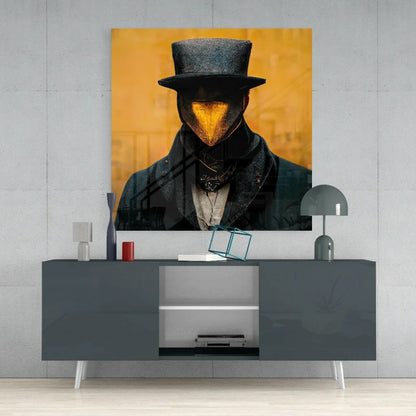 Stunning Abstract Glass Wall Art with Mysterious Top Hat Figure | Contemporary Home Wall Art | vintageantiquesgifts.com