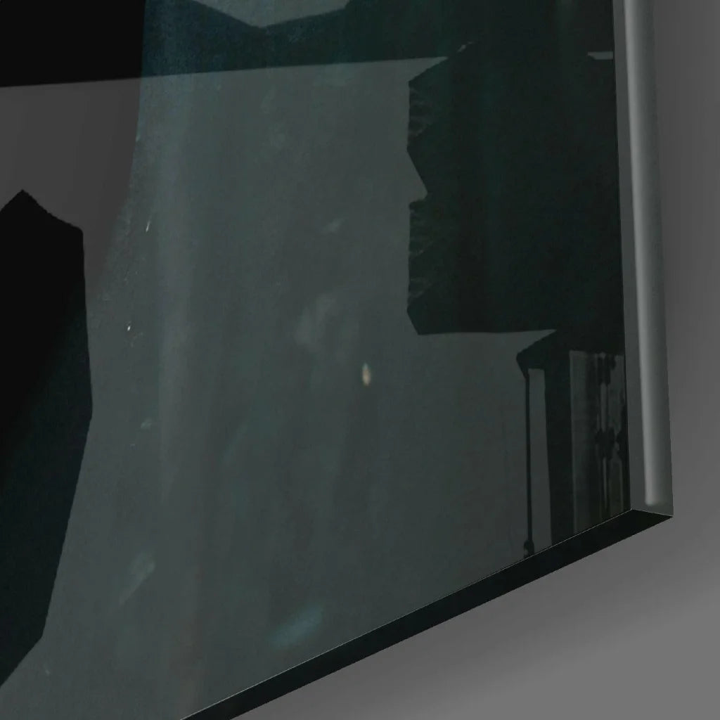 Stunning Abstract Glass Wall Art with Mysterious Top Hat Figure | Modern Wall Art Decor | vintageantiquesgifts.com