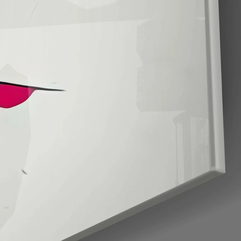 White and pink abstract canvas wall art with black accents and bold splashes