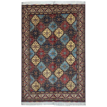 Stunning Afghan Kashi rug with cotton foundation, intricate diamond medallions