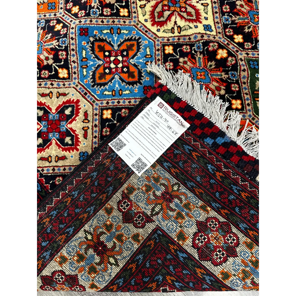 Stunning Afghan Kashi rug with cotton foundation, vibrant geometric floral patterns