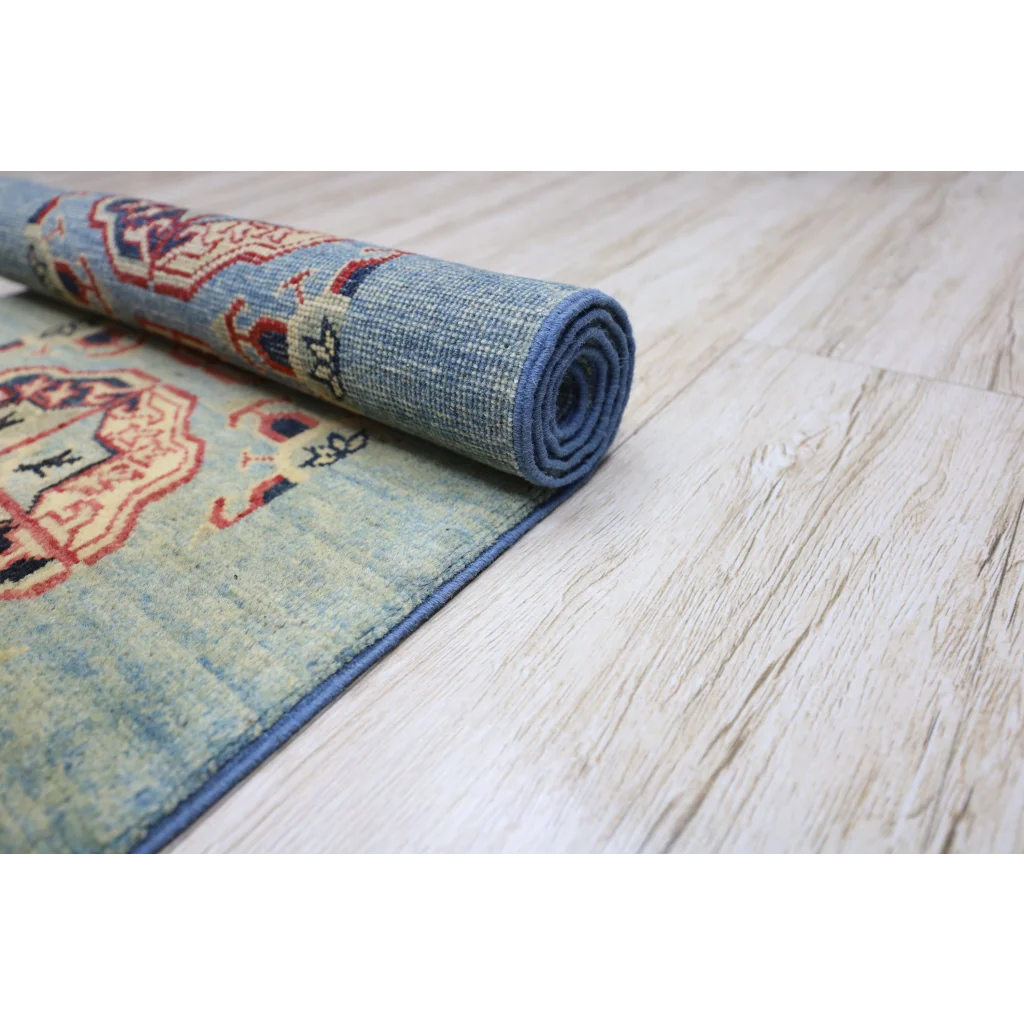 Stunning Afghan Kazak runner with cotton foundation, red beige patterns