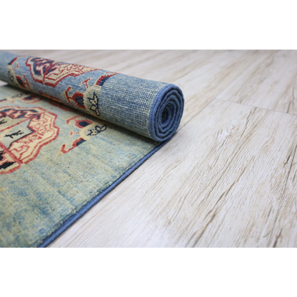 Stunning Afghan Kazak runner with cotton foundation, red beige patterns