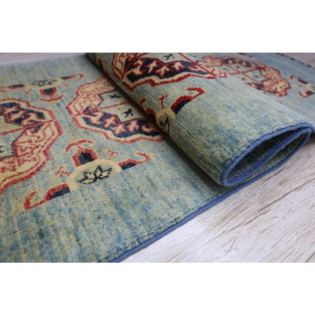 Stunning Afghan Kazak rug runner with cotton foundation and intricate patterns