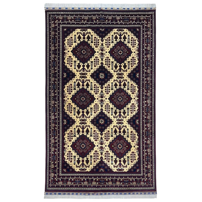 Stunning Afghan Zerkhaki rug with cotton foundation and intricate patterns