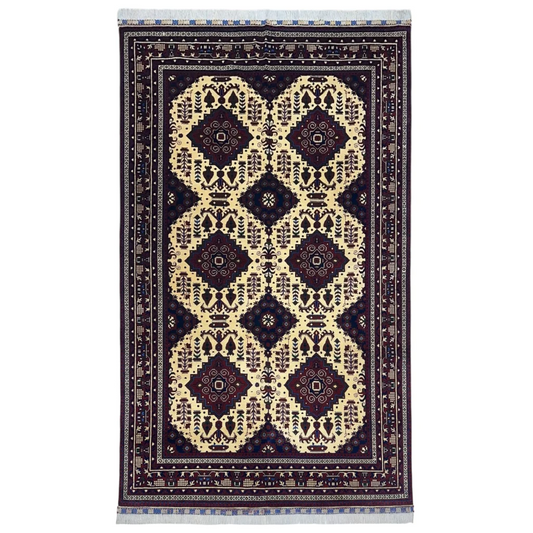 Stunning Afghan Zerkhaki rug with cotton foundation and intricate patterns