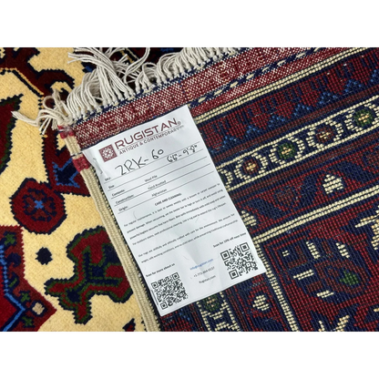 Stunning Afghan Zerkhaki rug with cotton foundation, intricate patterns in red, navy, cream, green