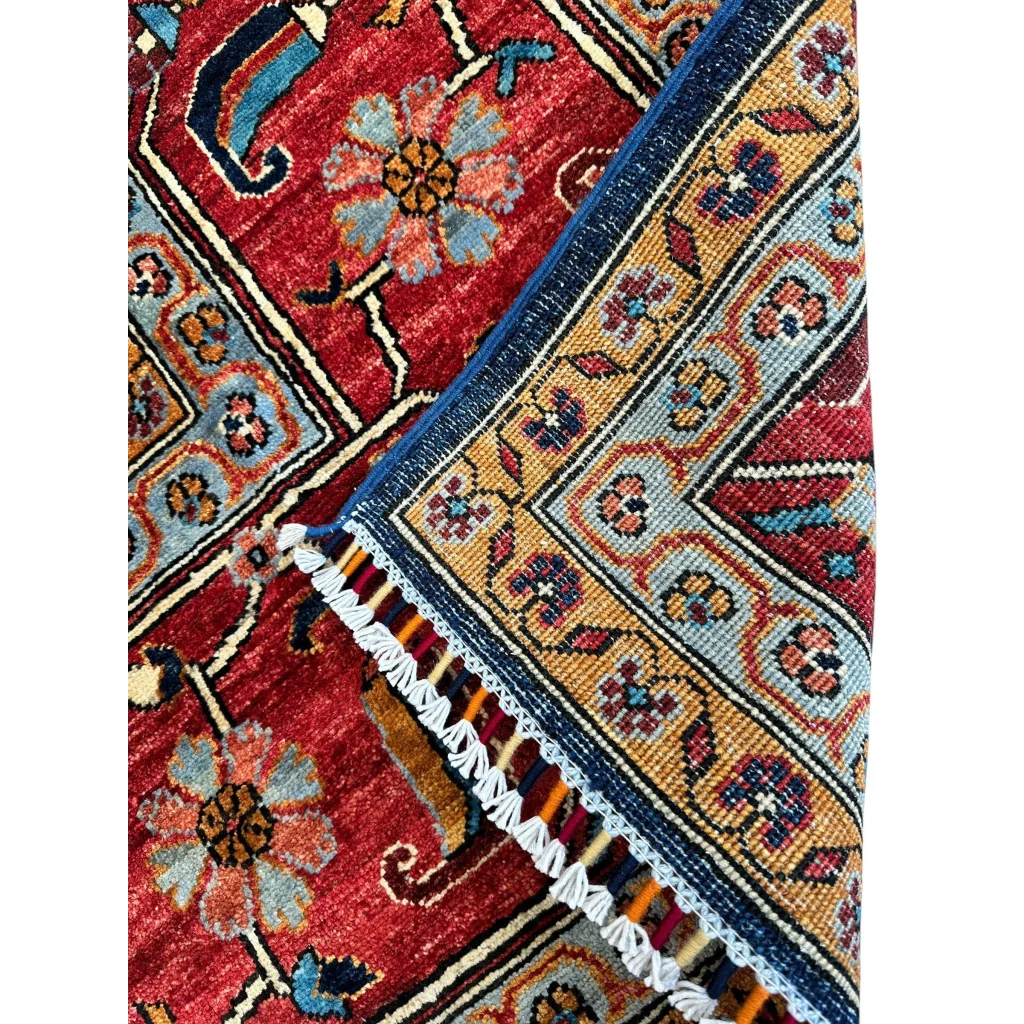 Vibrant Afghani Bidjar rug in red Ghazni wool with intricate floral motifs
