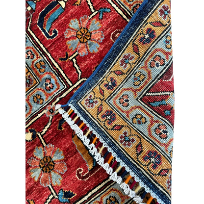 Vibrant Afghani Bidjar rug in red Ghazni wool with intricate floral motifs