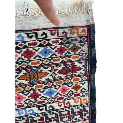 Stunning Afghani Maliki Soumak rug with bold geometric patterns