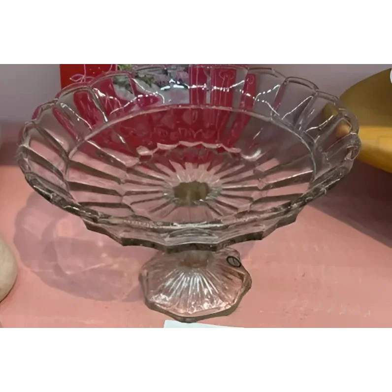 All’origine glass serving stand with fluted and scalloped edges for cakes or fruit