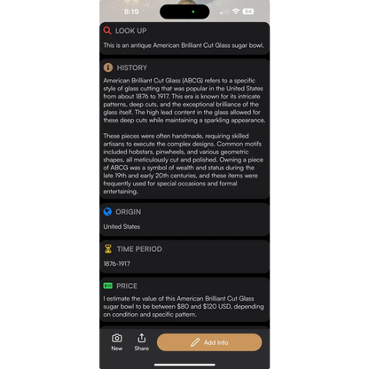 American brilliant cut glass sugar bowl from the Gilded Age, valued $80-$120