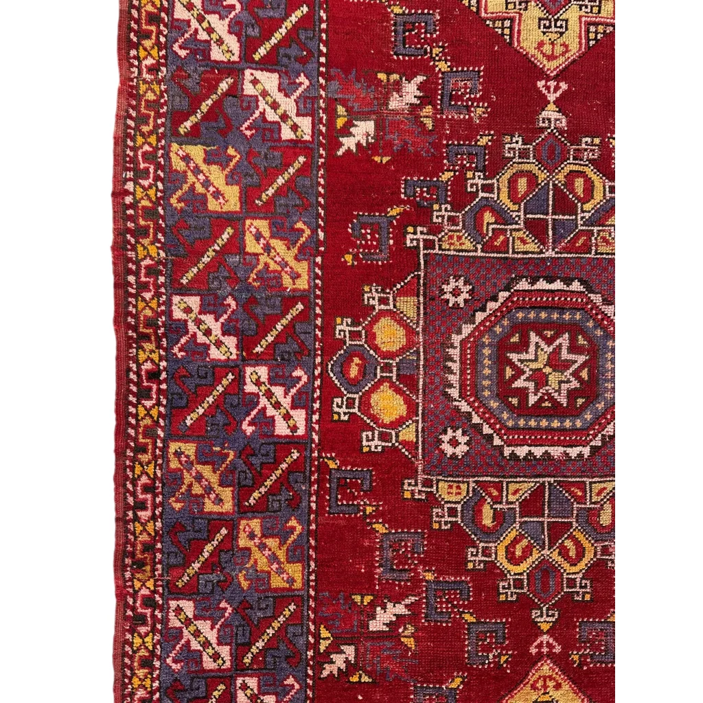 Stunning Anatolian tribal rug with rich red medallion design