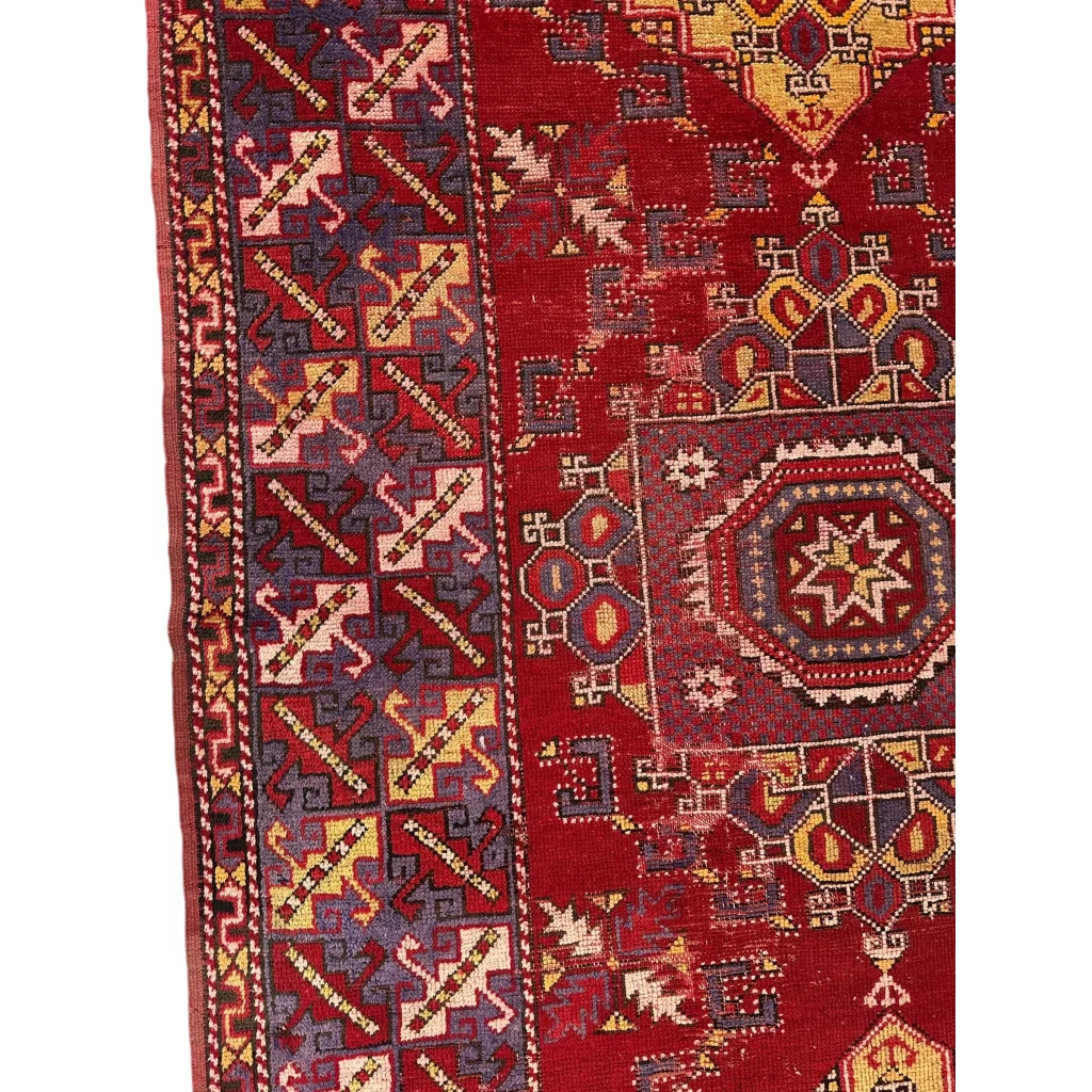 Stunning Anatolian tribal rug with bold red medallion and intricate patterns