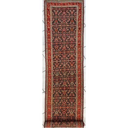 Stunning antique Caucasian wool runner rug with floral patterns