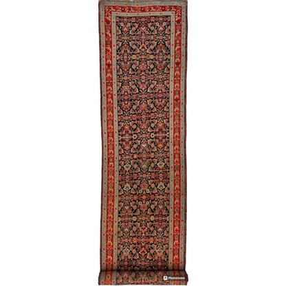 Stunning antique Caucasian wool runner rug with intricate floral patterns