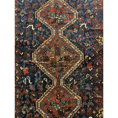 Stunning antique Persian Khamseh rug with intricate patterns