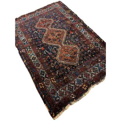 Stunning antique Persian Khamseh rug from 1920s with intricate patterns