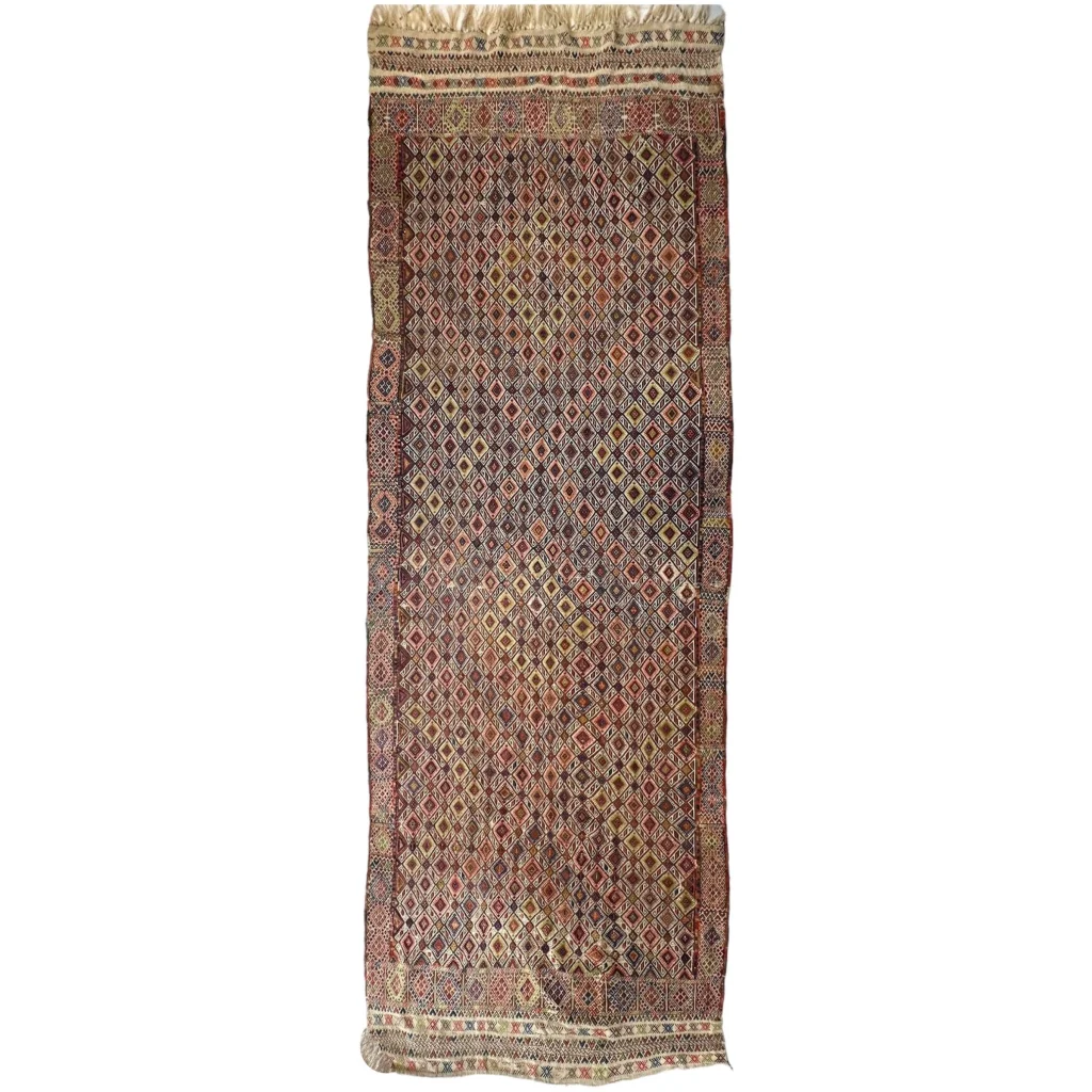 Stunning antique Turkish Jajim wool rug from 1930 with geometric patterns