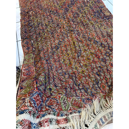 Stunning antique Turkish Jajim wool rug from 1930 with intricate patterns