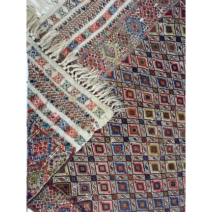 Stunning antique Turkish jajim wool rug with intricate geometric patterns