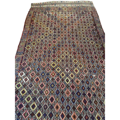Stunning antique Turkish Jajim wool rug with diamond lattice pattern