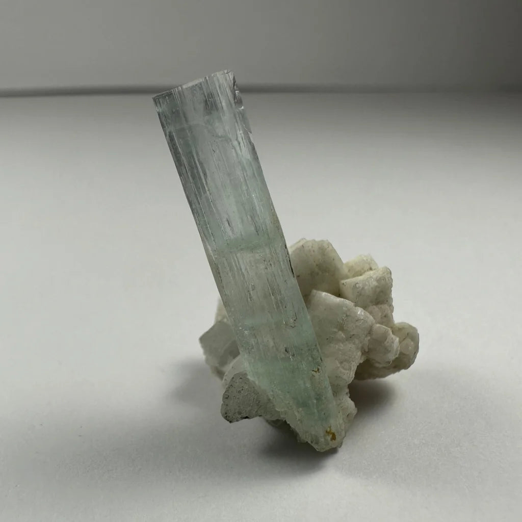 Stunning translucent aquamarine crystal on albite Shigar Valley specimen