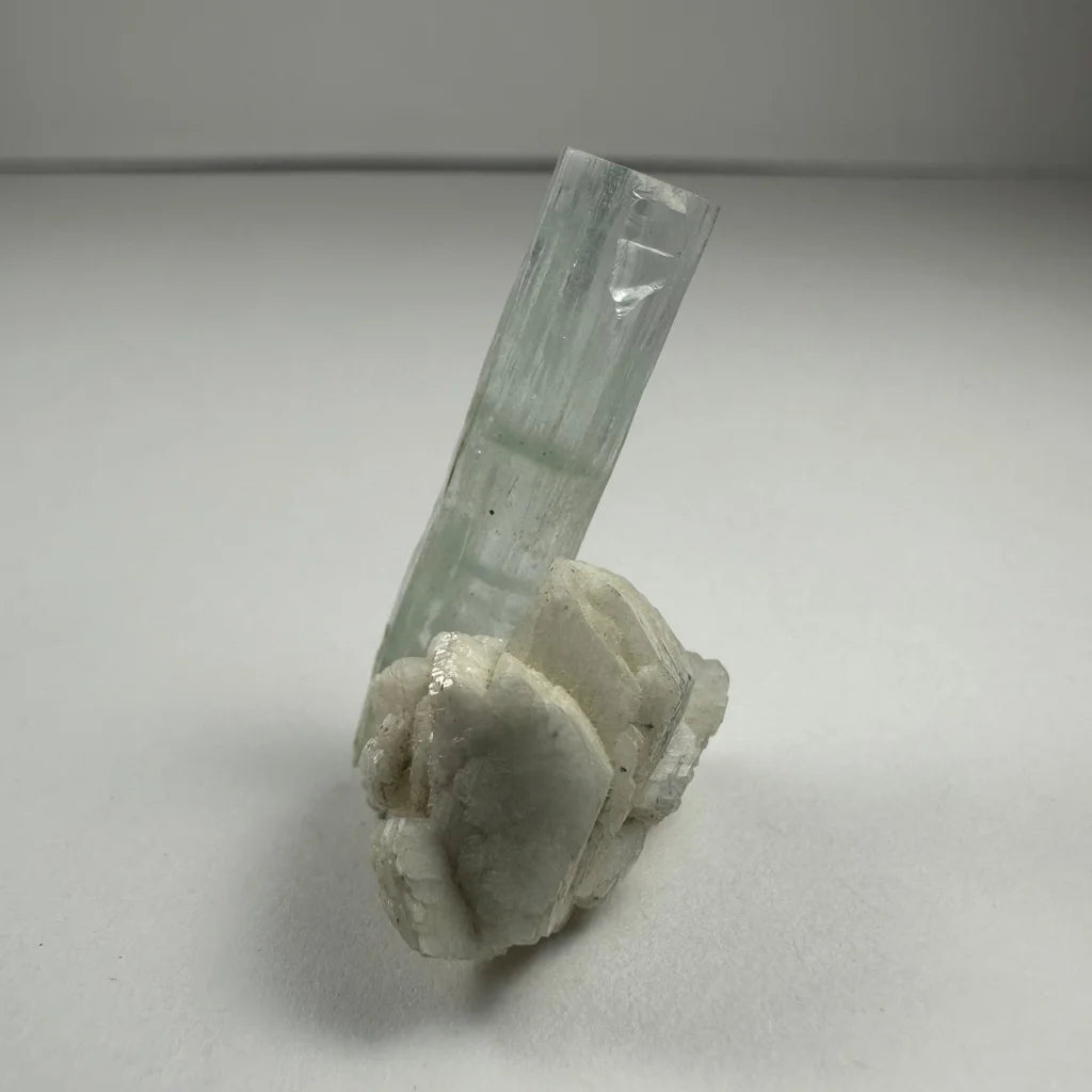 Stunning aquamarine crystal on albite Shigar Valley specimen