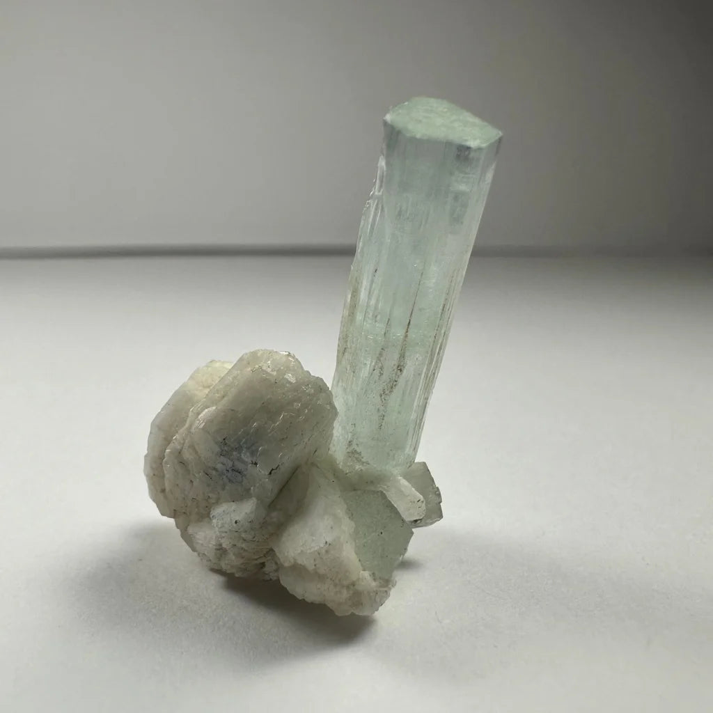 Stunning aquamarine crystal on albite Shigar Valley specimen