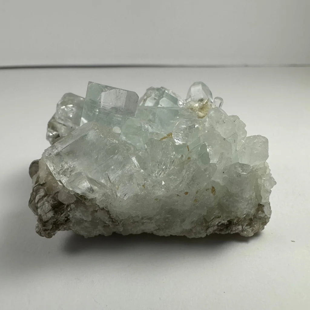 Stunning translucent aquamarine crystal cluster from Albite Shigar Valley, Pakistan