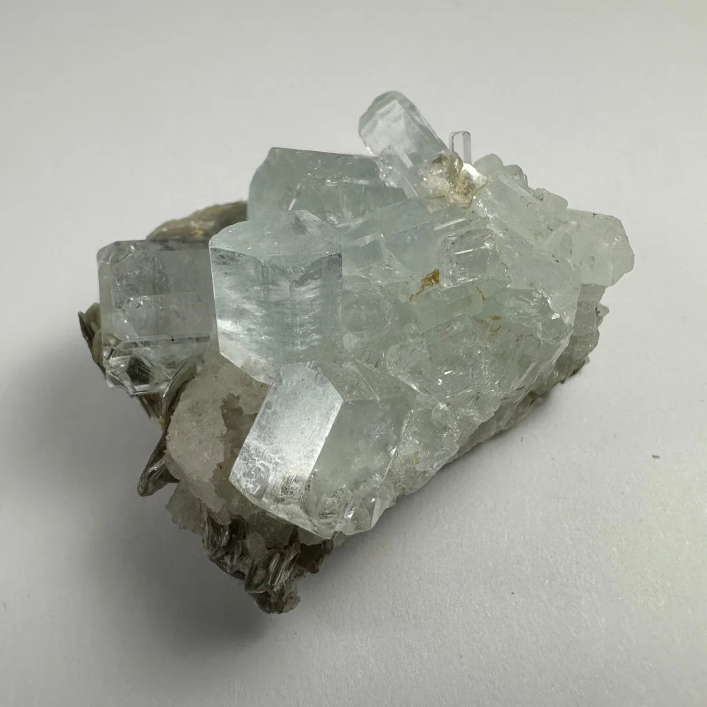 Stunning aquamarine crystals on albite Shigar Valley base