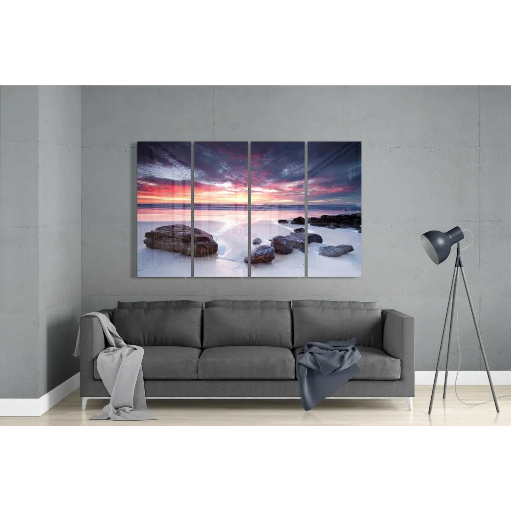 3-panel beach sunset wall art canvas print