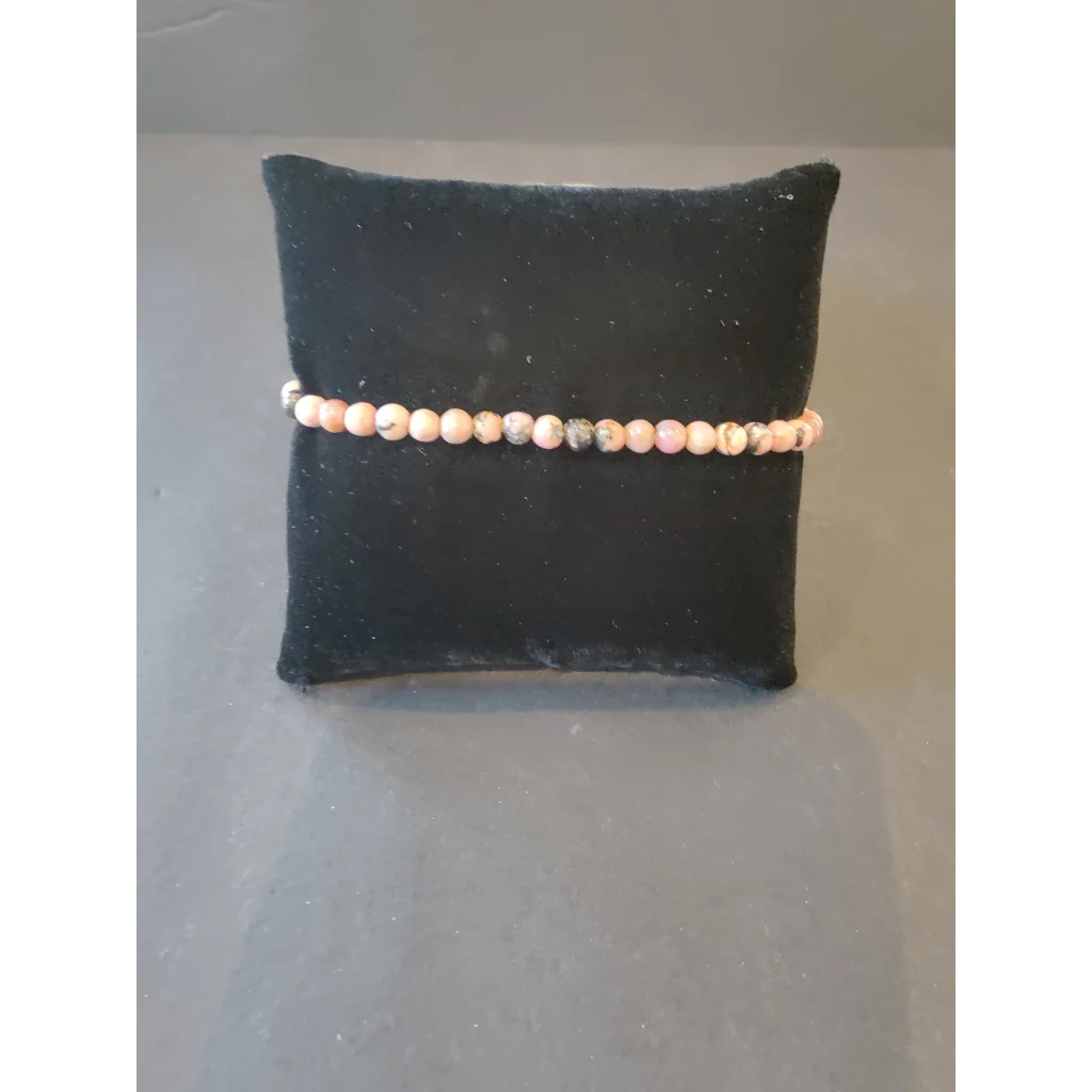 Stunning beaded stone bracelet with 4mm natural pink and gray gems