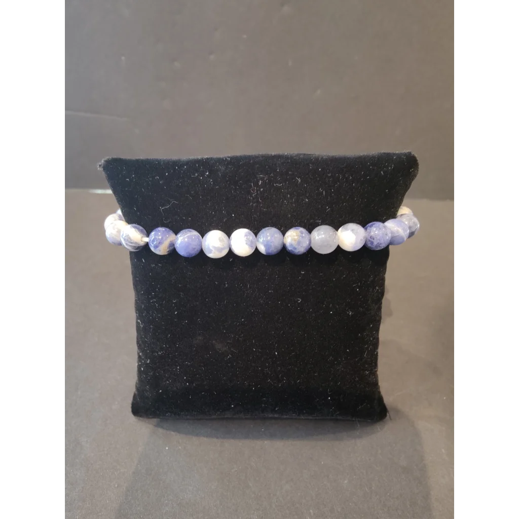 Stunning 6mm beaded stone bracelet with lavender sodalite gems