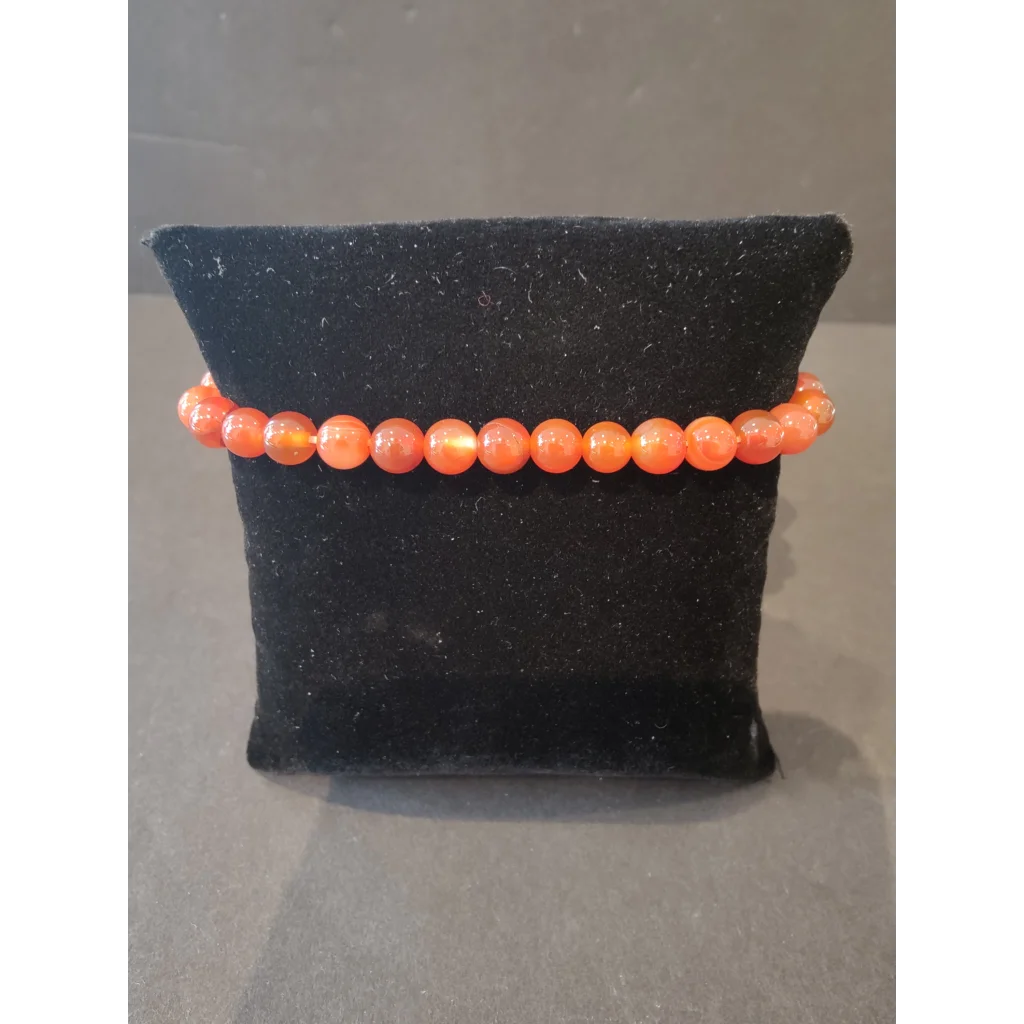 Vibrant orange carnelian beaded stone bracelet 6mm natural gems