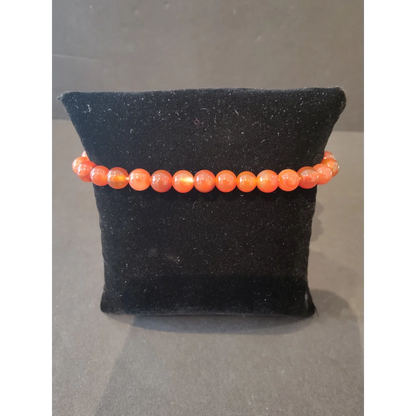 Vibrant orange carnelian beaded stone bracelet 6mm natural gems