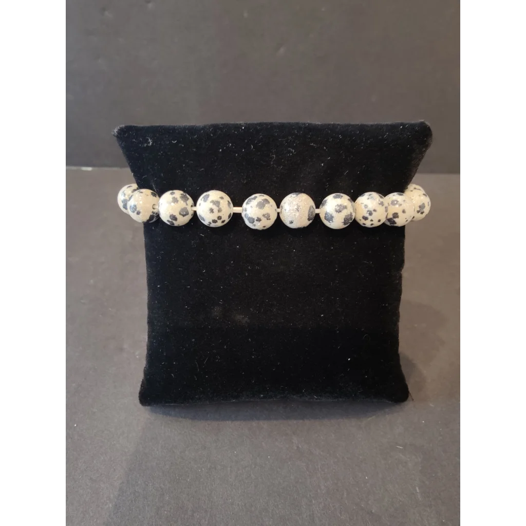 Stunning beaded stone bracelet with 8mm dalmatian gemstone beads