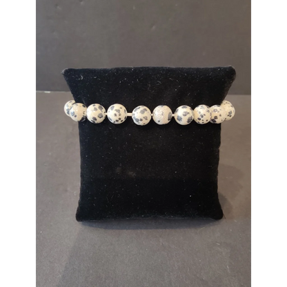 Stunning beaded stone bracelet with 8mm dalmatian gemstone beads