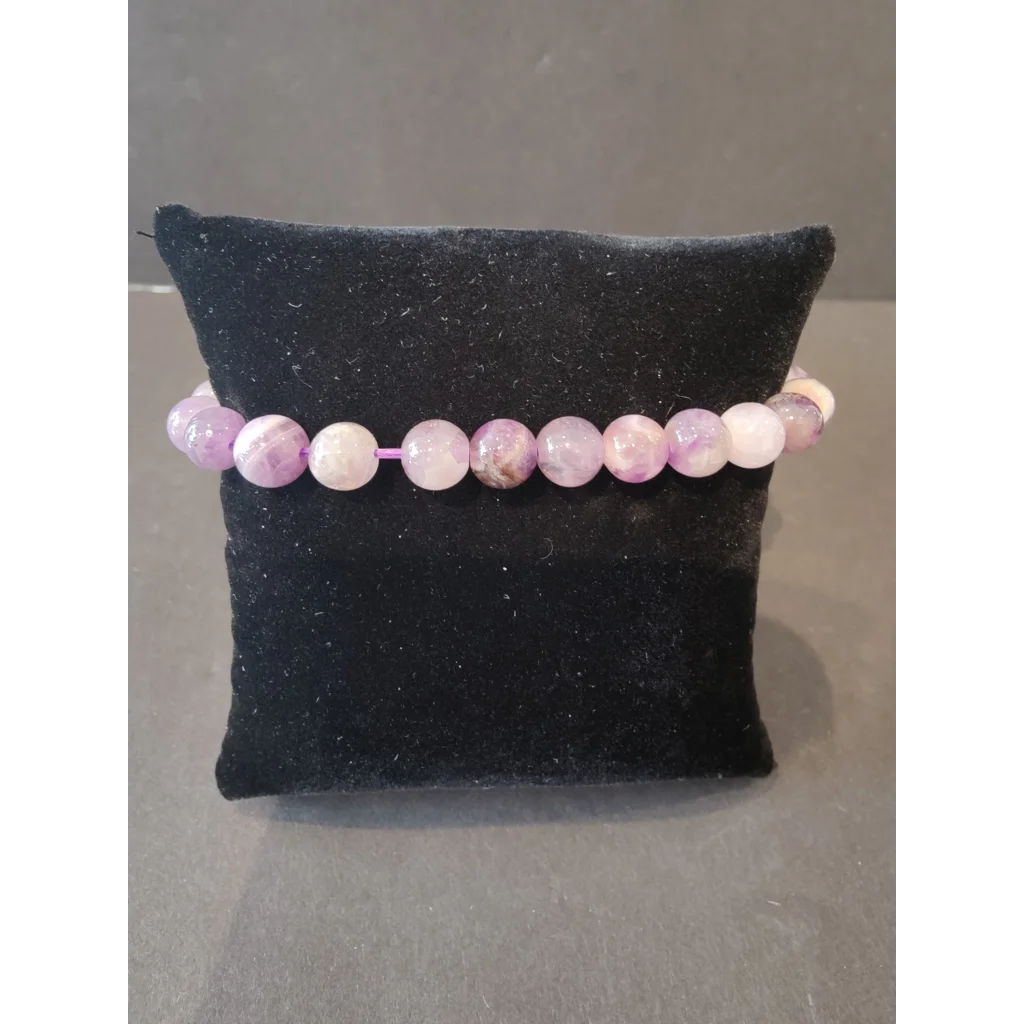 Stunning beaded stone bracelet with 8mm lavender white gemstone beads
