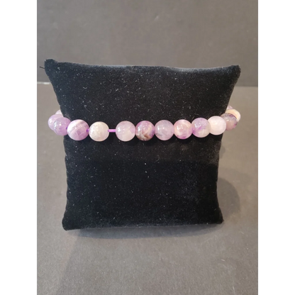 Stunning beaded stone bracelet with 8mm lavender white gemstone beads