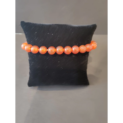 Vibrant orange beaded stone bracelet with 8mm gemstone beads