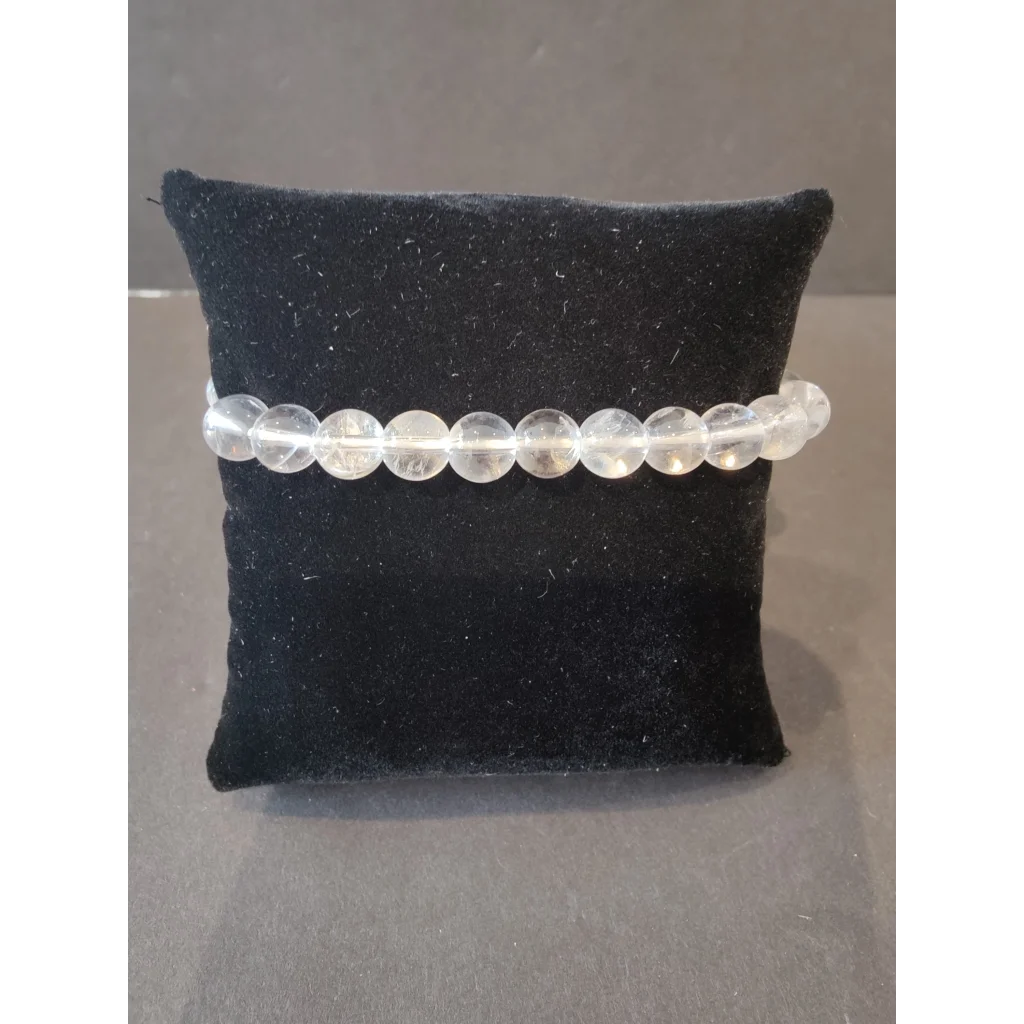 Stunning clear quartz beaded stone bracelet with 8mm smooth round beads