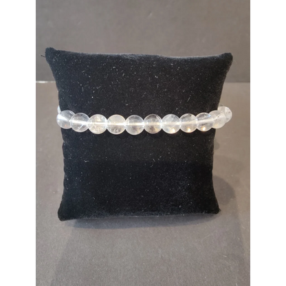 Stunning clear quartz beaded stone bracelet with 8mm smooth round beads