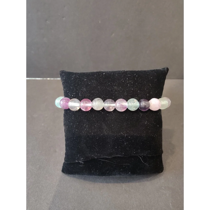 Delicate beaded stone bracelet with 8mm pastel pink, lavender, white gems