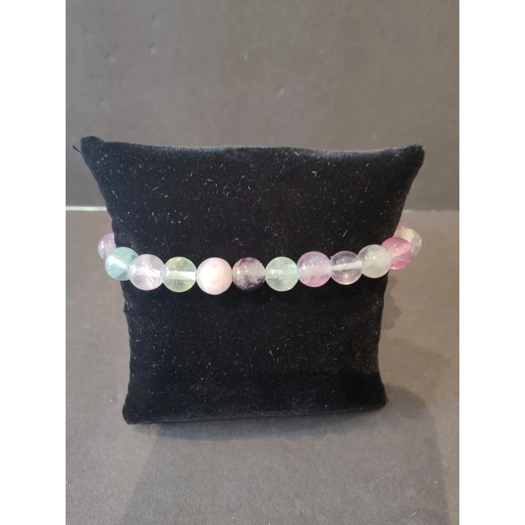 Delicate beaded stone bracelet with 8mm pastel pink, green, lavender gems